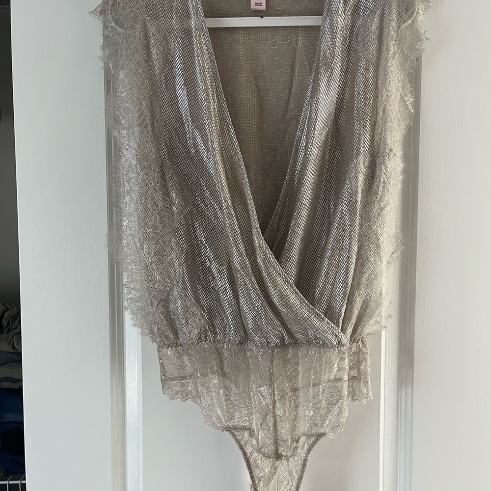 VS Shimmering Silver Bodysuit